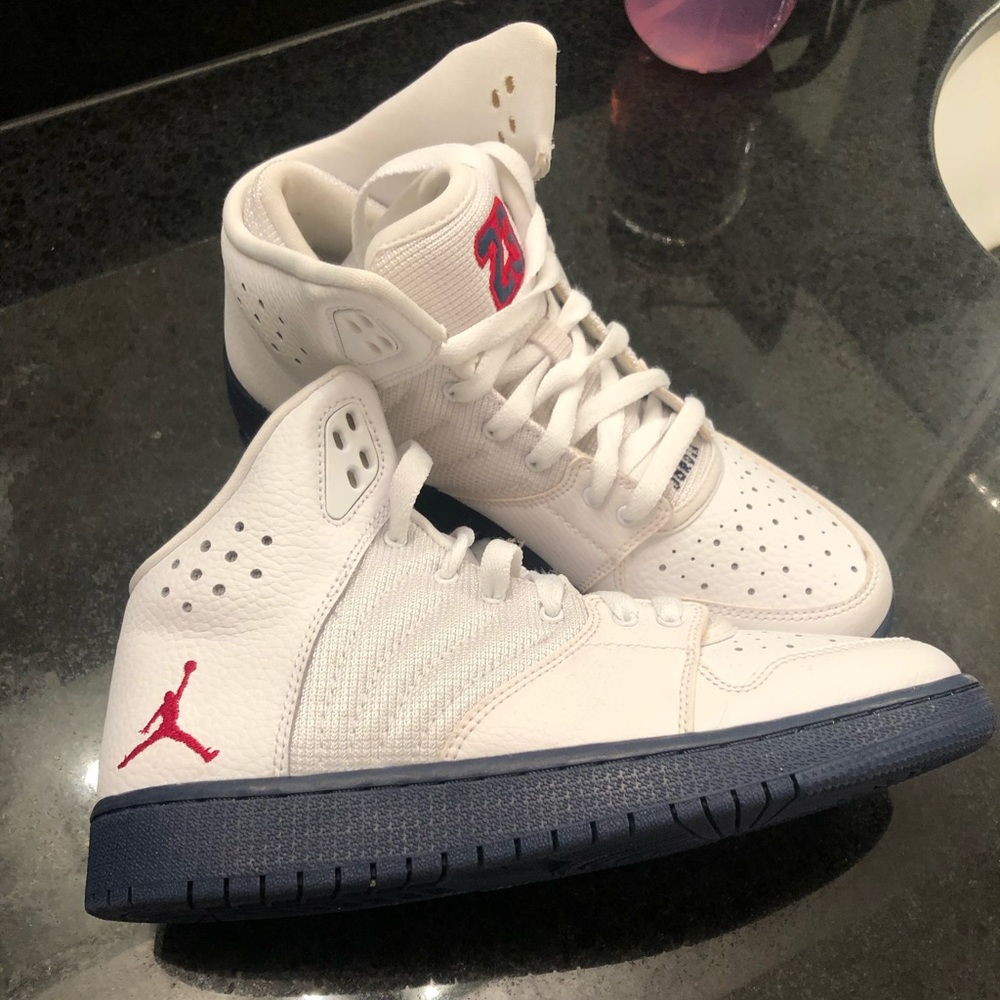 Michael Jordan shoes size 6 white blue and red